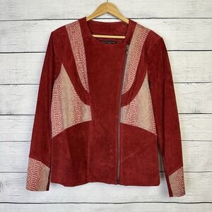 VTG Terry Lewis Leather Jacket‎ Womens Large Suede Snake Print Lined Zip Up RARE